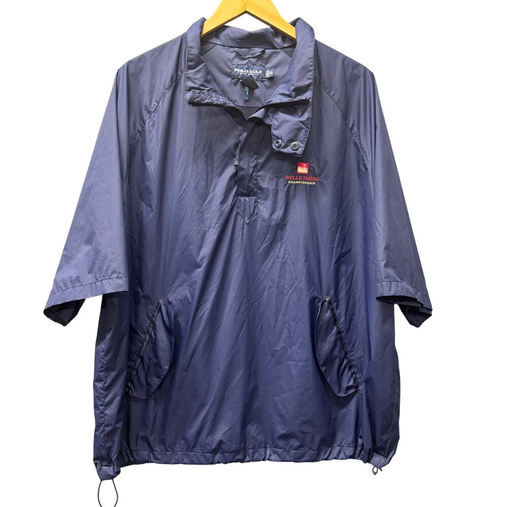Polo Golf Jacket Mens XL Blue 1/4 Zip Pullover WELLS FARGO CHAMPIONSHIP +Pockets